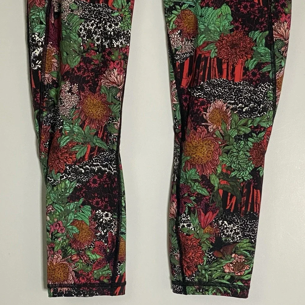 Lululemon Wunder Under Crop Leggings Womens 10 Multicolor Floral Zen Garden Boho